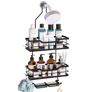 Soap Basket Shower Caddy Over Shower Head Never Rust Stainless Steel Large Hanging Shower Caddy With 4 Hooks For Razor/Sponge