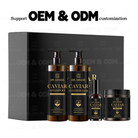 Coffret Cadeau de Noël Soins Capillaires Marque Blanche : Shampoing et Après-Shampoing à la Menthe Poivrée, Huile de Ricin, Huile de Batana, Chebe et Caviar
