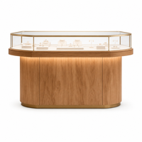 Maßgefertigte Schmuck-Vitrine LED-Beleuchtete Glasvitrine Freistehende Holz-Ausstellungsvitrine für Juweliergeschäfte Einzelhandel