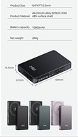 Chargeur sans fil magnétique en métal, batterie externe 5000mAh 10000mAh, charge rapide 20W, GaN, alliage d'aluminium, écran LED, type C, ultra fin