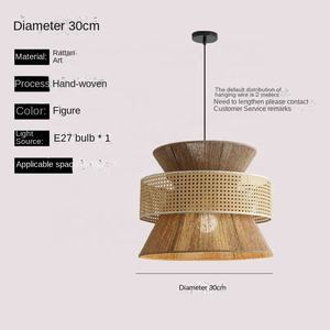 Japanischer Stil Leise Wind-Eisen-LED-Pendelleuchte Verstellbar Wohnzimmer 5 Jahre Garantie <span class=keywords><strong>Rattan</strong></span>-Lampenschirm - Product Image 2