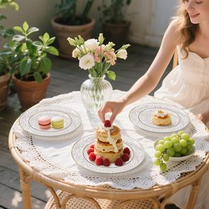 Assiettes en plastique transparentes <span class=keywords><strong>pour</strong></span> Noël, martelées, fantaisie, classiques, rondes, jetables, résistantes, <span class=keywords><strong>pour</strong></span> <span class=keywords><strong>les</strong></span> fêtes - Product Image 6