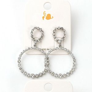 Pendientes de Aro con Diamantes para Mujer, Oro Ligero de 18K, Corte Brillante Redondo, Joyería Geométrica para Fiesta, Color Blanco Especificado - Product Image 2