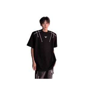 T-<span class=keywords><strong>shirt</strong></span> d'été pour homme, style américain, décontracté, épais, avec motif et <span class=keywords><strong>épaulettes</strong></span>, coupe ample, manches courtes - Product Image 5