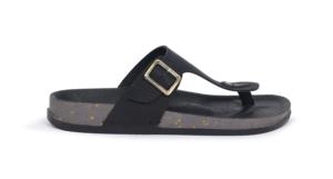 Men’s Black Double Strap <b>Sandals</b>, Adjustable Buckle Slide Slippers, Open Toe Casual Footwear with Comfortable EVA Sole - Product Image 6
