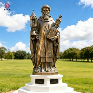 Estatua de San Bernardo de Clairvaux de Bronce de Gran Tamaño con Relicario y Figura de la Virgen, Escultura Religiosa para Decoración de Jardín de Iglesia - Product Image 1