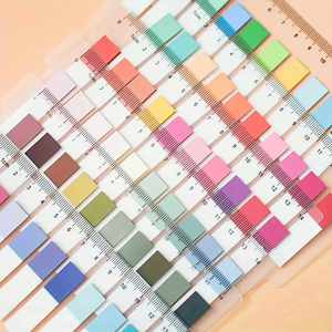 6pcs 1200sheets Multi-color Half-color Self-adhesive Label Sticker <b>Memo</b> <b>Pad</b> Set Writable Page Number Marking Sticky Notes - Product Image 5