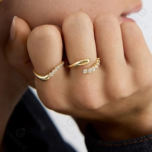 Bagues ouvertes classiques TKJ en argent 925 plaqué or 18 carats avec zircone cubique <span class=keywords><strong>Tempo</strong></span> - Product Image 3