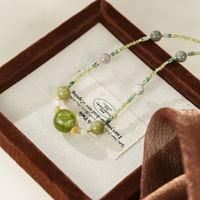 Collier en alliage de zircon synthétique vert perlé pour femme TANGPEI, bijoux de mode