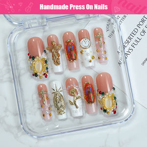 Lujo Ángel Cruz diseño prensa en las <span class=keywords><strong>uñas</strong></span> largo 3D hecho a mano alta calidad acrílico prensa en las <span class=keywords><strong>uñas</strong></span> al por mayor <span class=keywords><strong>uñas</strong></span> postizas reutilizables - Product Image 6