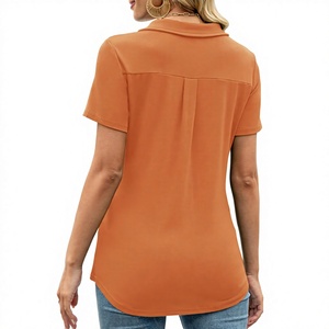 Camiseta Polo de Manga Larga para Mujer, Color Sólido, Informal, con Bolsillo Delantero, Color Negro Sólido, para Deportes al Aire Libre - Product Image 6