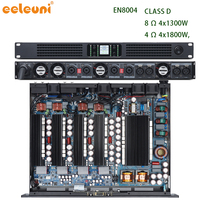 Amplificador Profesional para Escenario Eeleuni EN-8004 de 4 Canales y 1300W, Clase D, Digital, para Altavoces Line Array y Subwoofer