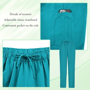 Female Hospital <b>Scrub</b> Suit Set V-Neck Short Sleeve Knitted Moisture Wicking Split Uniform For Nurses Workwear S XXL - Product Image 4