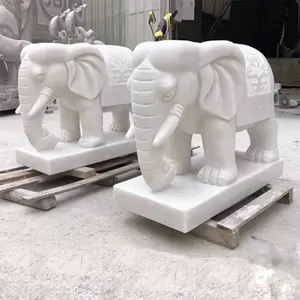 Custom Hand Made Natural Stone Elephant Sculpture Marble Elephant Statue