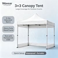 Tente de réception pliante extérieure imperméable à trois couches avec structure en acier et parois latérales transparentes Wavear pour événements toutes saisons
