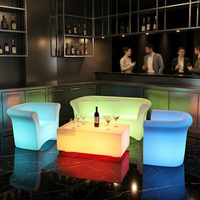 Ensemble de table lumineuse contemporaine en plastique PE rectangulaire LED RGB avec télécommande sans fil à changement de couleur pour usage commercial