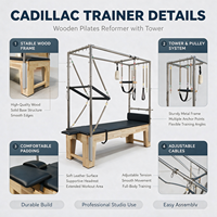 Ensemble de Pilates Premium MJD en Chêne Massif Cinq Pièces : Reformer, Cadillac, Table Trapèze, Chaise Wunda, Barrel, Correcteur de Colonne Vertébrale, pour Usage Privé
