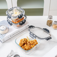 Boîte à lunch résistante à la chaleur, contenants en verre pour la préparation des repas, contenants hermétiques réutilisables pour le stockage des aliments, avec couvercle de verrouillage noir, vente en gros OEM