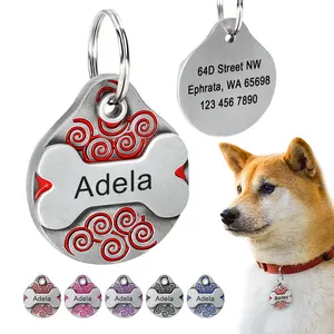 Etiqueta personalizada para perro, placa de identificación antipérdida, grabado gratis, Collar