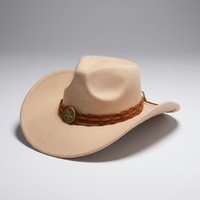 Chapeau en feutre de laine personnalisé de style occidental à la mode, avec bord large et souple, en denim, pour adulte, personnalisable pour les fêtes