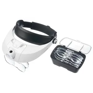 MG81001-G 1.0X 1.5X 2.0X 2.5X 3.5X Cinco Lente LED Headband Magnifier Lupa Capacete