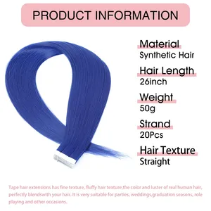 Extensiones de Cabello Sintético Gladys con Cinta Adhesiva, 20 Piezas/26 Pulgadas, Resistentes a Altas Temperaturas, Cabello Sintético Bio, Sin Costuras, para Mujeres - Product Image 3
