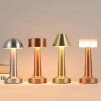 Lampe de table LED moderne à piles, contrôle tactile, gradation, température de couleur réglable 2700-6500K, Ra80, Type-C, en métal, forme champignon