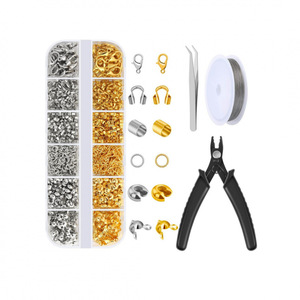 ชุดอุปกรณ์ทำเครื่องประดับ DIY 14 ช่อง สำหรับทำสร้อยข้อมือ  อะไหล่โลหะผสมทองและเงิน รูปทรงหลากหลาย ชิ้นส่วนชุบเคลือบ พร้อมเครื่องมือ - Product Image 5