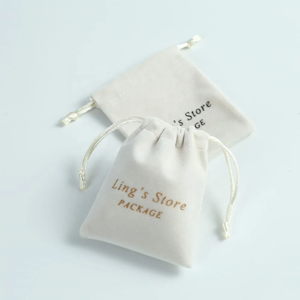 9x12cm High Quality <b>Makeup</b> <b>Bag</b> Custom Small VelvetJewelry Pouch Cream <b>Drawstring</b> Sack - Product Image 2