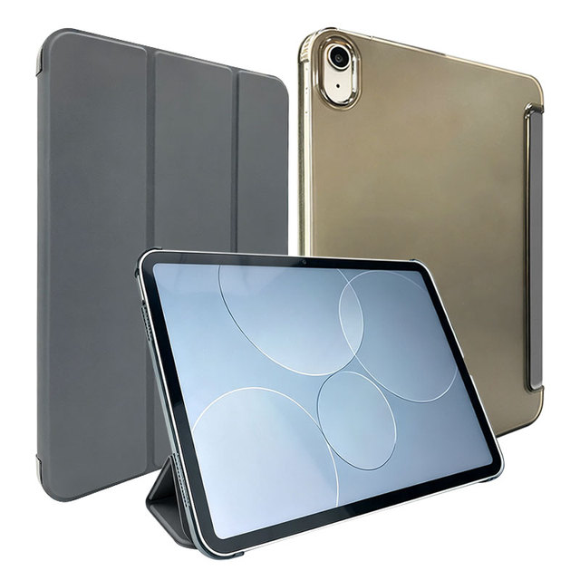 For iPad 10th Gen Case 10.9 Inch Slim Trifold PU Leather Folio Cover Translucent Back Auto Sleep/Wake Shockproof Stand