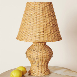 Wabi Sabi Style Rattan <b>Table</b> <b>Lamp</b> E27 Led Bulb Bedroom Living Room <b>Study</b> Ambient Light Decorative Art - Product Image 3