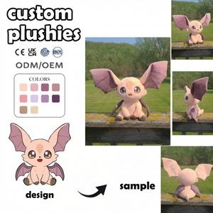 Peluche de Murciélago Rosa Personalizado con Orejas Grandes, Animal de Peluche Suave, Regalo de Cumpleaños, MOQ Bajo - Product Image 1