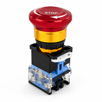 Bouton-poussoir d'arrêt d'urgence champignon à tête métallique rouge 22MM 1NO 1NC 220V 10 Ampères pour contrôle industriel Vente directe usine