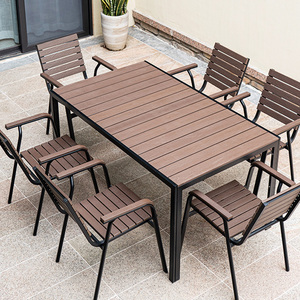 Hot Sale Wood <strong>Plastic</strong> <strong>Outdoor</strong> <strong>Table</strong> and Chairs Terrace Waterproof Rectangular 4-seater Wood <strong>Plastic</strong> <strong>Outdoor</strong> <strong>Table</strong> and Chairs - Product Image 6