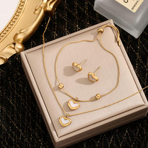 Conjunto de Joyería de Latón Chapado en Oro de 18K para Mujer, Collar con Colgante de Letra, Trébol, Concha, Mariposa y Corazón, con Circonita, para Bodas y Fiestas - Product Image 3