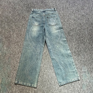 Fabricante de Jeans con Pedrería, Pantalones Vaqueros Holgados de Moda Urbana Personalizados para Hombre, Jeans de Mezclilla con Pedrería Apilada - Product Image 2