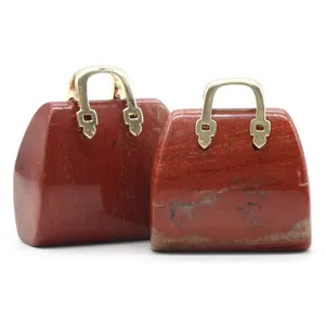 Factory Price Crystal Red Jasper Stone Mini Handbag Shaped Pendant Creative Decoration Fashion Jewelry Pendants