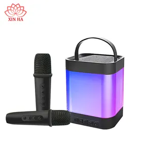 KTV LED Light Wireless Dual Microphone Karaoke Bluetooth Speaker All-in-one Portable Mini Audio For home party