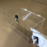 Présentoir à pièces en acrylique transparent sur mesure avec serrure à clé pour boîte de don organisateur de bulletin de vote boîte de collecte de cartes de visite