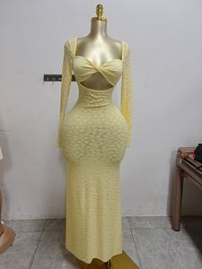 Vestidos Largos Elegantes y Sensuales para Mujer, Nueva Colección de Otoño, Color Sólido, Manga Larga, Corte Entallado - Product Image 6