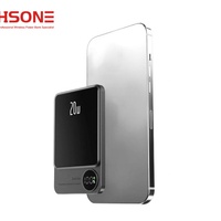 Batterie externe 2-en-1 Q9 Mini ultra-mince avec écran LED, coque en alliage d'aluminium HSONE de haute qualité, magnétique puissant, sans fil 15W/20W