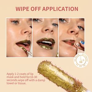 Masque et gloss pour les lèvres 24K Gold Burst, formule peel-off colorée longue durée, waterproof, non-tachante, base durable pour les lèvres, Private Labie - Product Image 4