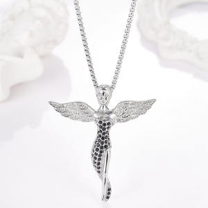 Hip Hop <b>Angel</b> <b>Goddess</b> Iced Out Cubic Zirconia Waterproof Tarnish Free Stainless Steel Fashion Jewelry Pendant Necklace Wholesale - Product Image 4