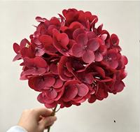 Hydrangeas artificiels rouges au toucher réel, 176 pétales, pour mariage, Halloween, fêtes à domicile, événements, décorations du Nouvel An