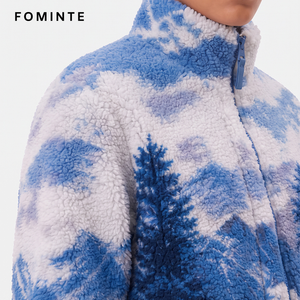 Chaqueta <span class=keywords><strong>de</strong></span> Forro Polar Sherpa <span class=keywords><strong>de</strong></span> Lujo con Estampado <span class=keywords><strong>de</strong></span> <span class=keywords><strong>Montaña</strong></span> y Bosque Azul, para <span class=keywords><strong>Mujer</strong></span>, con Cierre Completo, Cuello Alto, Estilo Retro, <span class=keywords><strong>Abrigo</strong></span> Cálido <span class=keywords><strong>de</strong></span> Invierno para Exteriores - Product Image 4