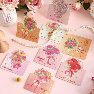 Tarjetas de Felicitación Plegables con Diseño Floral Romántico, Tarjetas de Agradecimiento Personalizables para el Día de San Valentín, Día de la Madre, Cumpleaños - Product Image 2