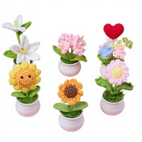 Rangkaian Bunga Rajutan Wol Linting Buatan Tangan Gaya Instagram: Bunga Matahari, Daisy, Forget-me-not, dan Lily