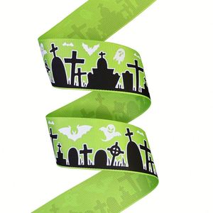 Ruban gros-grain phosphorescent de 2,5/3,8 cm pour emballage cadeau d'Halloween et décoration de couronnes, 50 yards par rouleau, vente en gros - Product Image 6