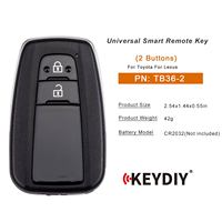 KEYDIY KD TB36-2 pour Toyota pour Lexus Clé Intelligente Universelle à Distance 2 Boutons avec Transpondeur 8A 5 pièces/lot
