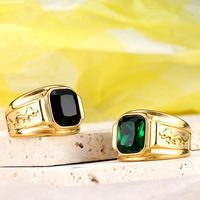 Bague de luxe en cristal/strass Dragon Stone de style religieux Zhongzhe, plaquée titane noir, étanche, tailles 7-13, fabrication d'usine